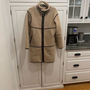 Cozy Tan Teddy Jacket with Black Accents